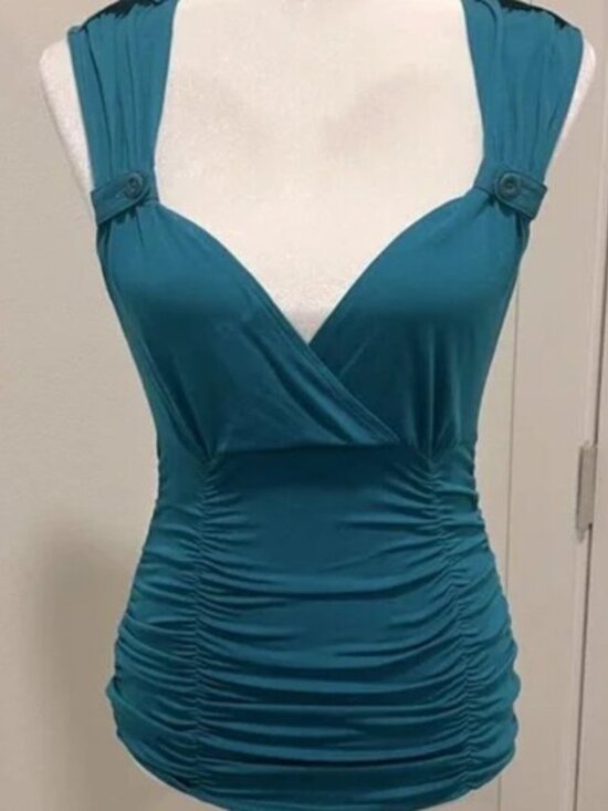 Nanette Lepore Tops - Nanette Lepore Turquoise Ruched Blouse
